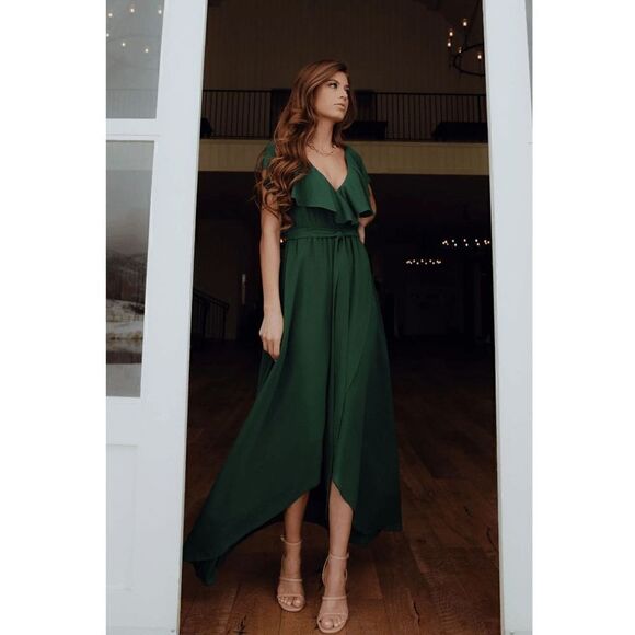 NWT Baltic Born Enchanting Evergreen Ruffle Maxi Dress - Picture 1 of 10